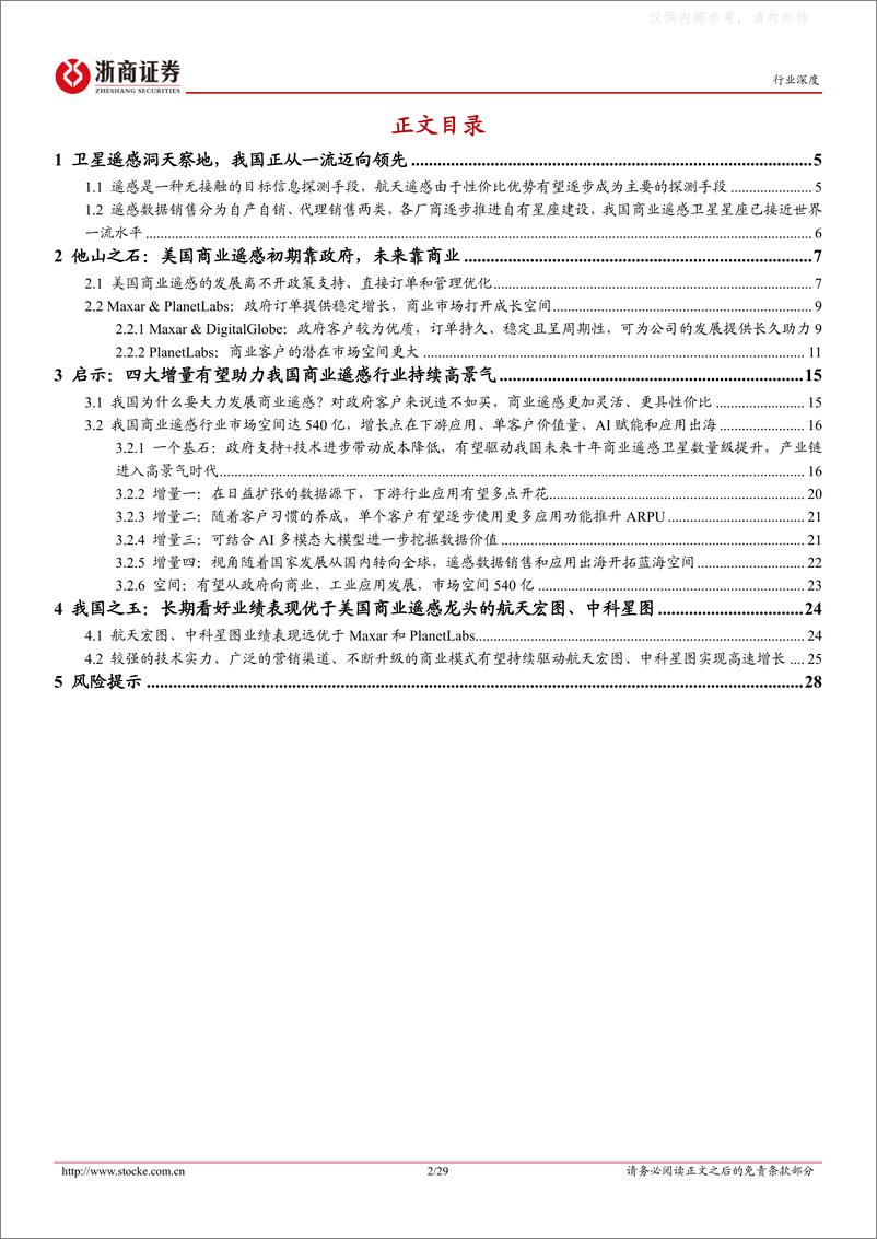 《浙商证券-计算机行业深度报告：以美国为鉴，我国商业遥感卫星行业已迎来黄金发展期-230327》 - 第2页预览图