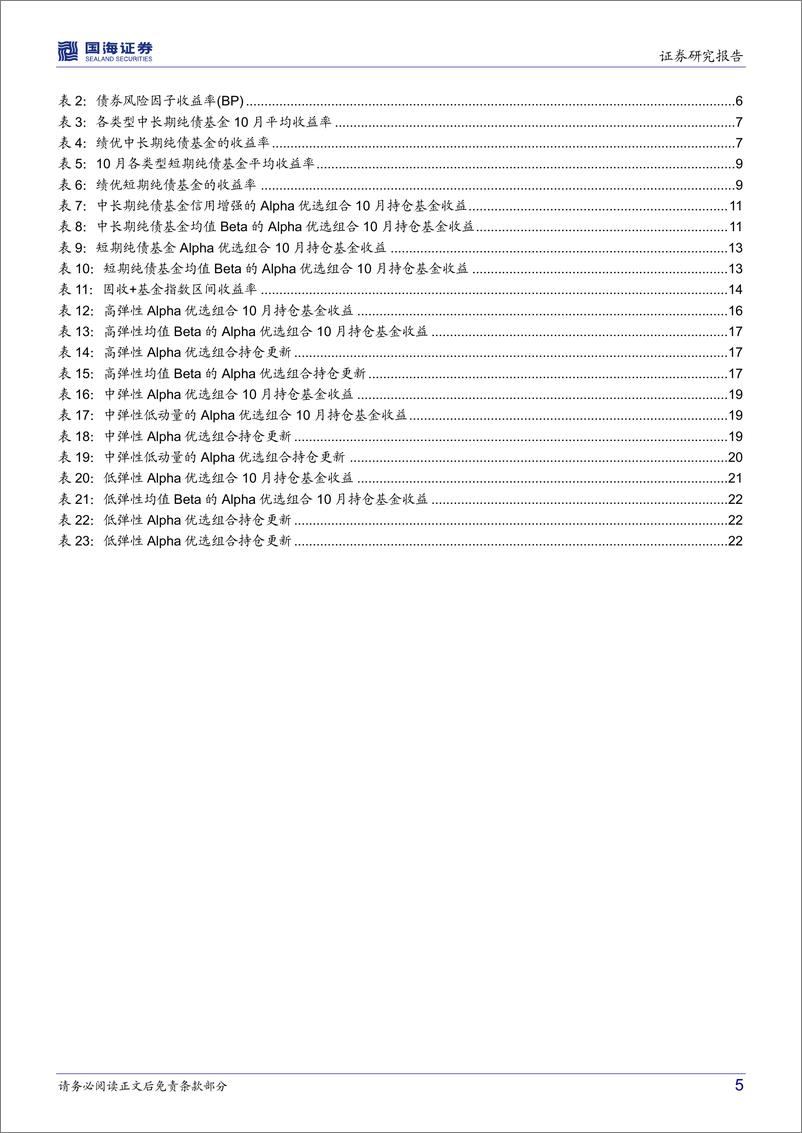 《固收、固收+基金研究跟踪月报（2022年11月）：债基市场整体涨幅提升，基金优选组合超额收益上行-20221113-国海证券-27页》 - 第6页预览图