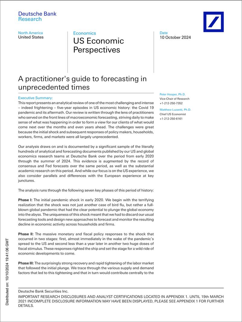 《Deutsche Bank-US Economic Perspectives A practitioners guide to forecast...-110735932》 - 第1页预览图