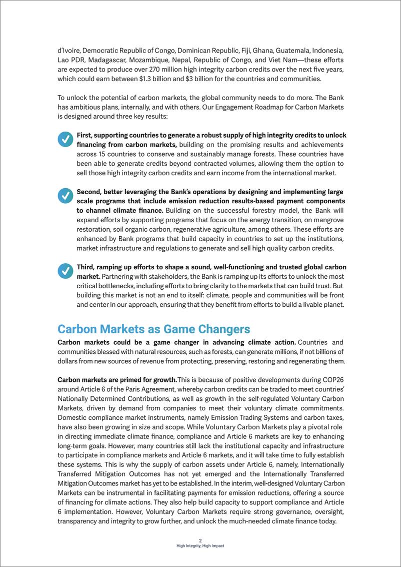 《2024高诚信_高影响力报告_世界银行碳市场参与路线图_英文版_-世界银行》 - 第2页预览图