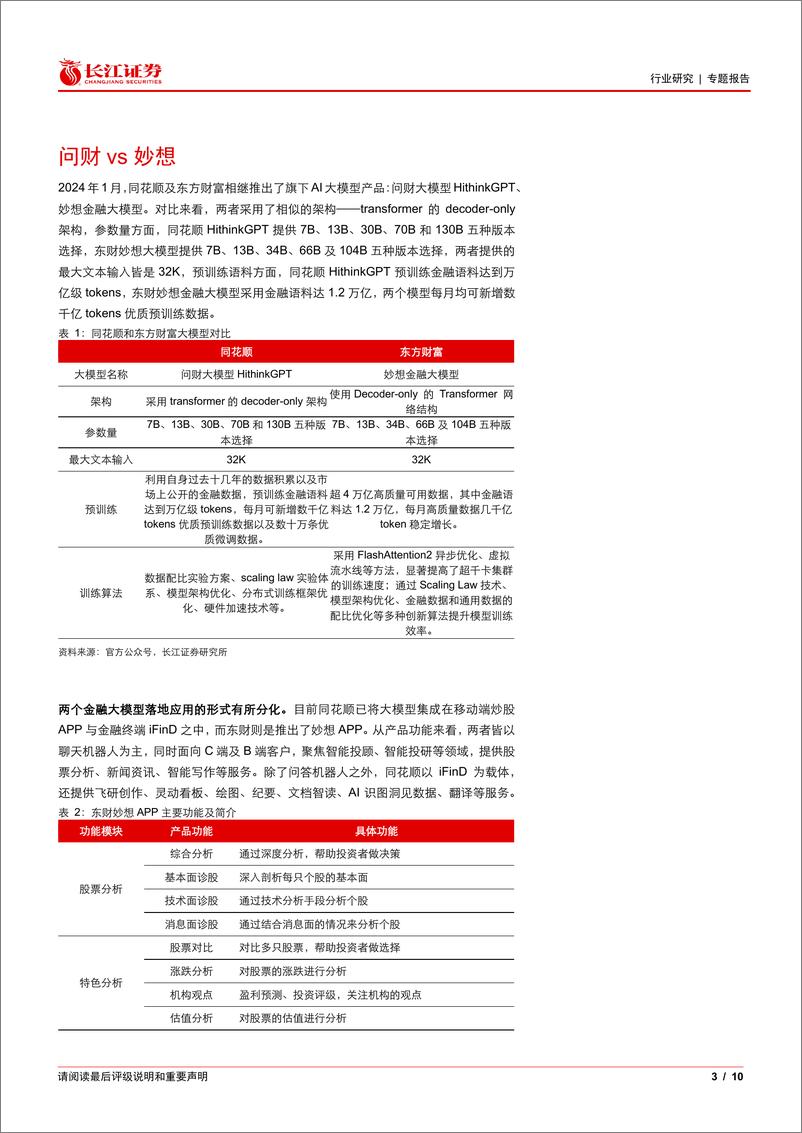 《202403月更新-同花顺vs东方财富，金融大模型的体验与对比如何？》 - 第3页预览图