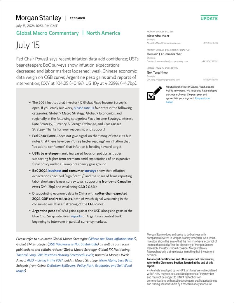 《Morgan Stanley Fixed-Global Macro Commentary July 15-109248883》 - 第1页预览图