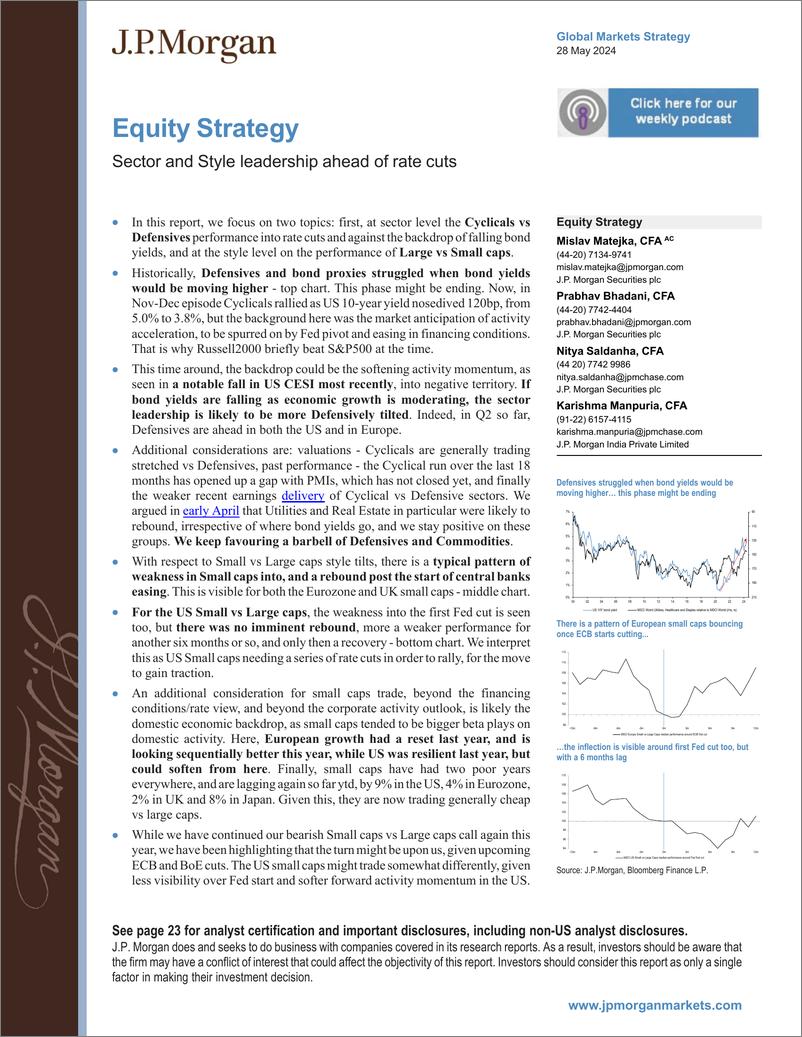 《JPMorgan-Equity Strategy Sector and Style leadership ahead of rate cu...-108417752》 - 第1页预览图