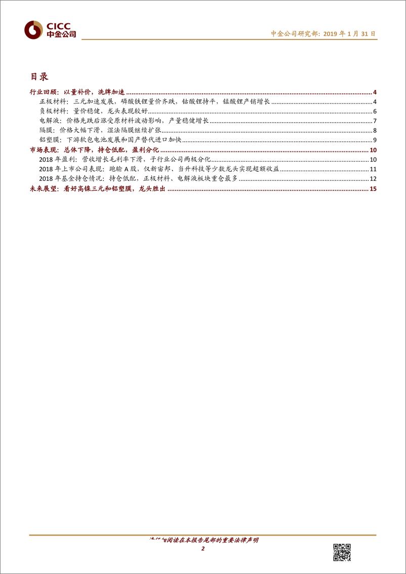 《化工行业锂电池材料年度回顾：以量补价，龙头胜出-20190131-中金公司-18页》 - 第3页预览图