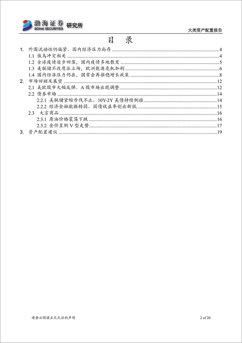 《2022年9月大类资产配置报告：油价仍以震荡为主，美元指数压制金价-20220906-渤海证券-20页》 - 第3页预览图