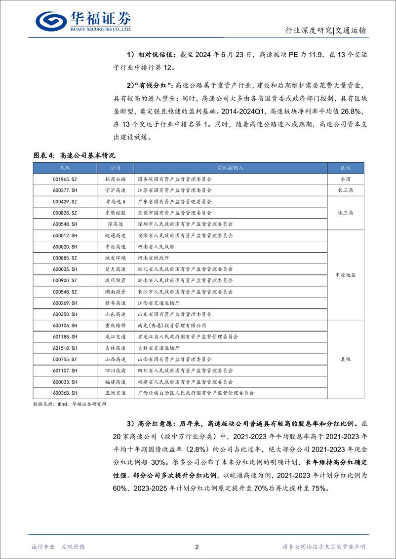 《交通运输行业高股息系列二：高速公路行业透视，收费年限延长%2b分红比例抬升提升配置价值-240625-华福证券-16页》 - 第5页预览图