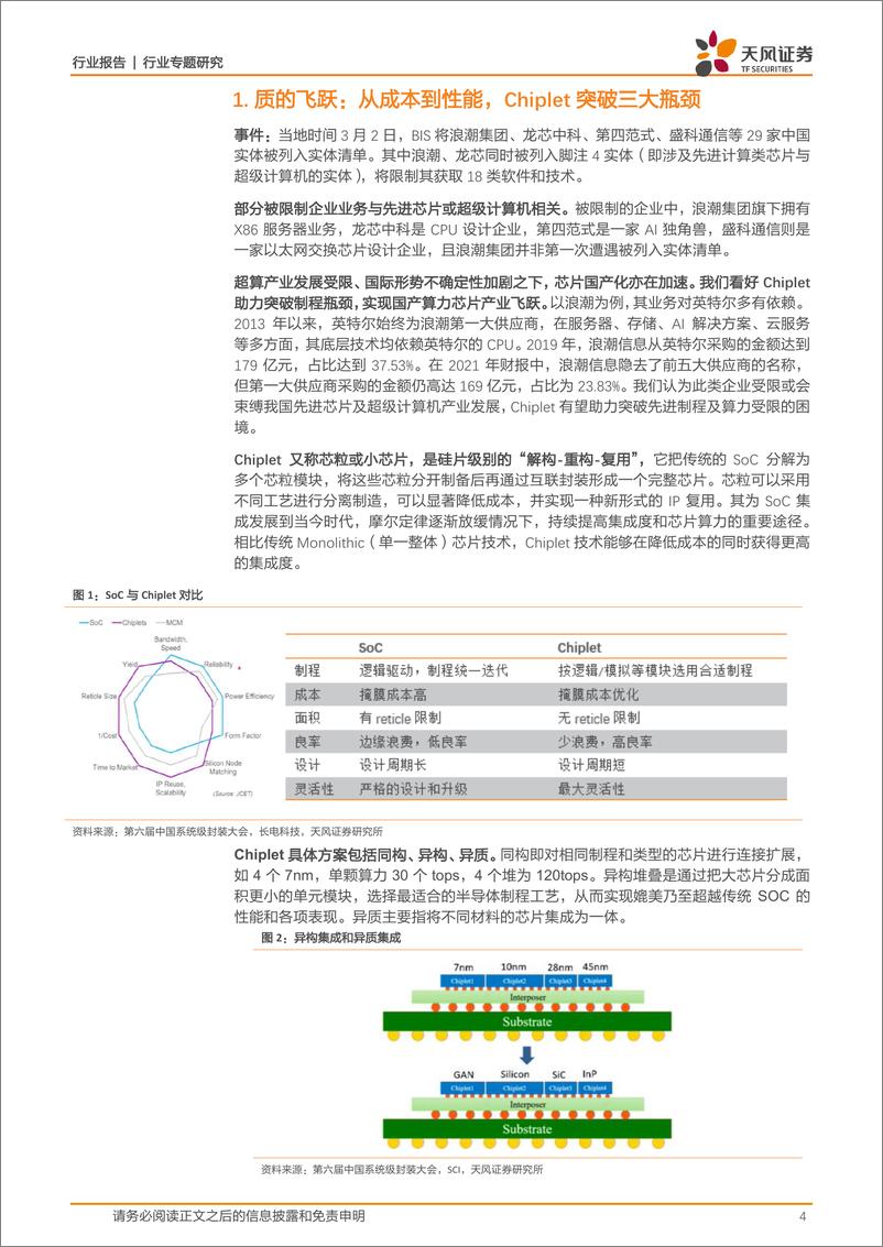 《半导体行业Chiplet：设计引领、封装赋能，助推产业链价值重构和国产芯破局-20230315-天风证券-22页》 - 第5页预览图