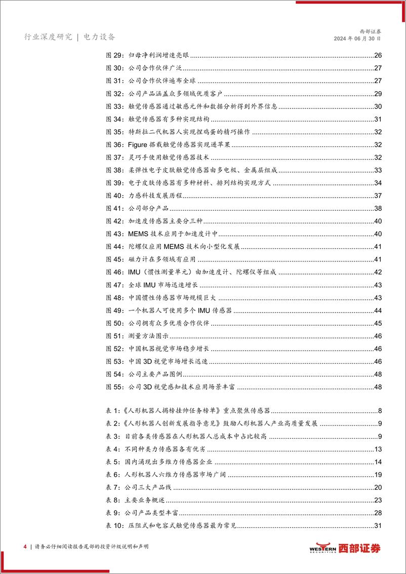 《传感器行业人形机器人系列深度报告(二)：感知能力决定机器人落地场景，各类传感器多方面赋能-240630-西部证券-50页》 - 第4页预览图