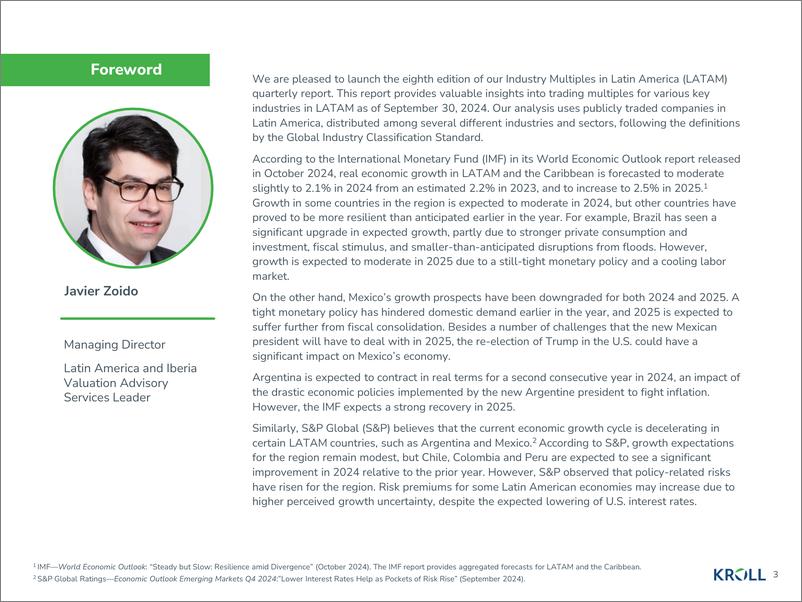《KOLL-2024年第三季度拉丁美洲行业倍数（英）-2024-62页》 - 第3页预览图