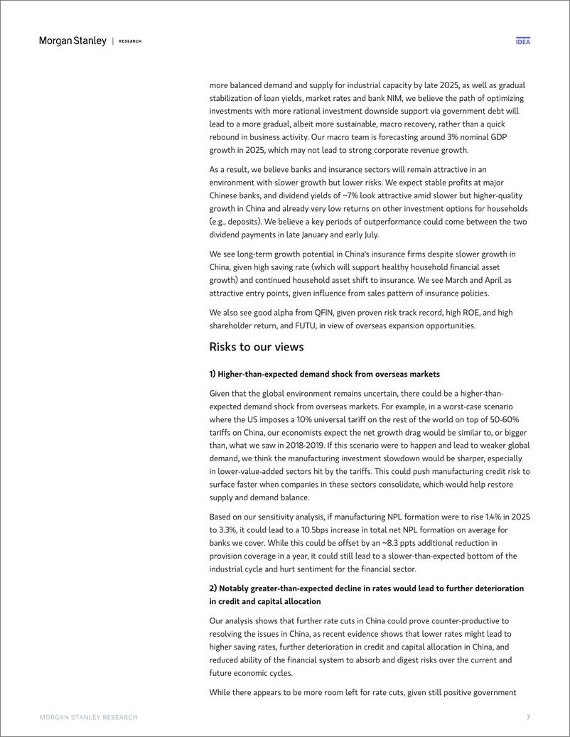 《Morgan Stanley-China Financials 2025 Outlook Brightening up – cycle botto...-112227933》 - 第7页预览图