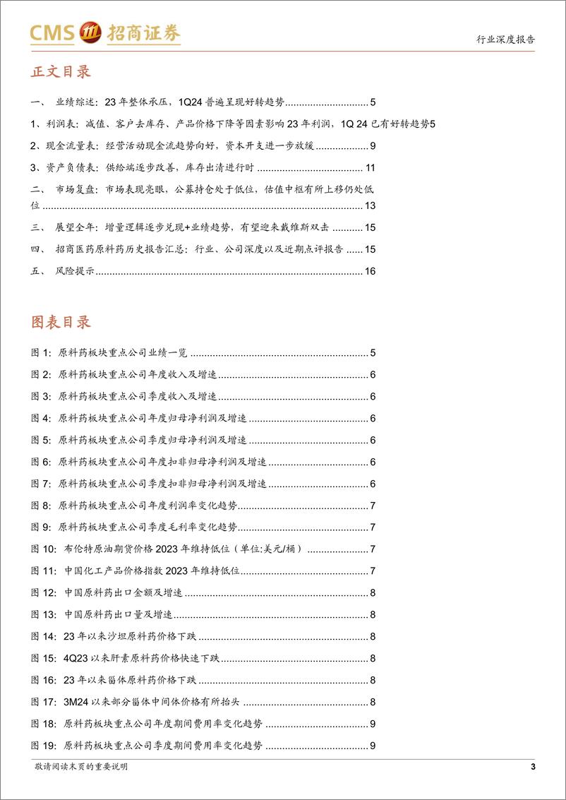 《原料药行业23年报%2624一季报总结：否极泰来，底部已树立向上发展趋势-240611-招商证券-18页》 - 第3页预览图