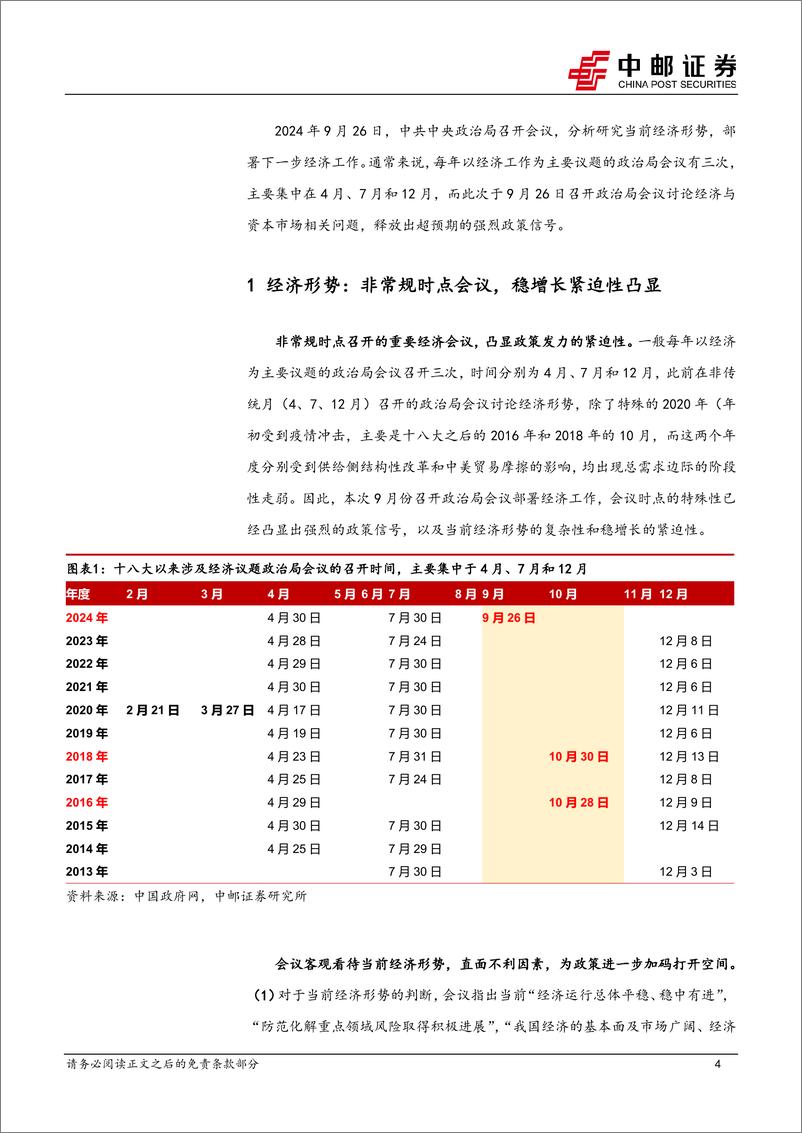 《政治局会议解读：久违的政策脉冲-240927-中邮证券-13页》 - 第4页预览图