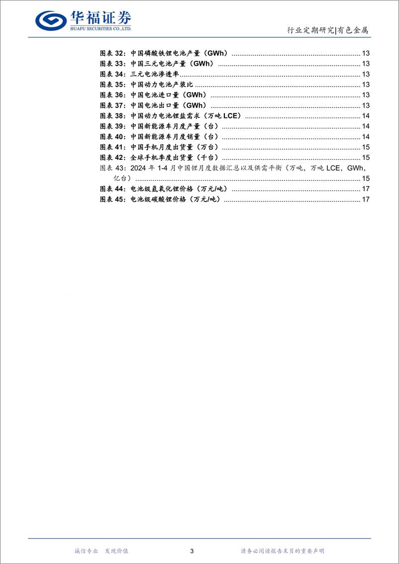 《有色金属行业锂产业链月度追踪：5月供给改善明显致供大于求，过剩凸显锂价或处于寻底阶段，关注锂价和股票双底部机会-240622-华福证券-18页》 - 第3页预览图