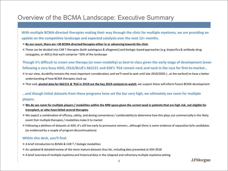 《J.P. 摩根-美股-生物科技行业-摩根大通生物科技研究：BCMA深度研究-2019.4-99页》 - 第3页预览图