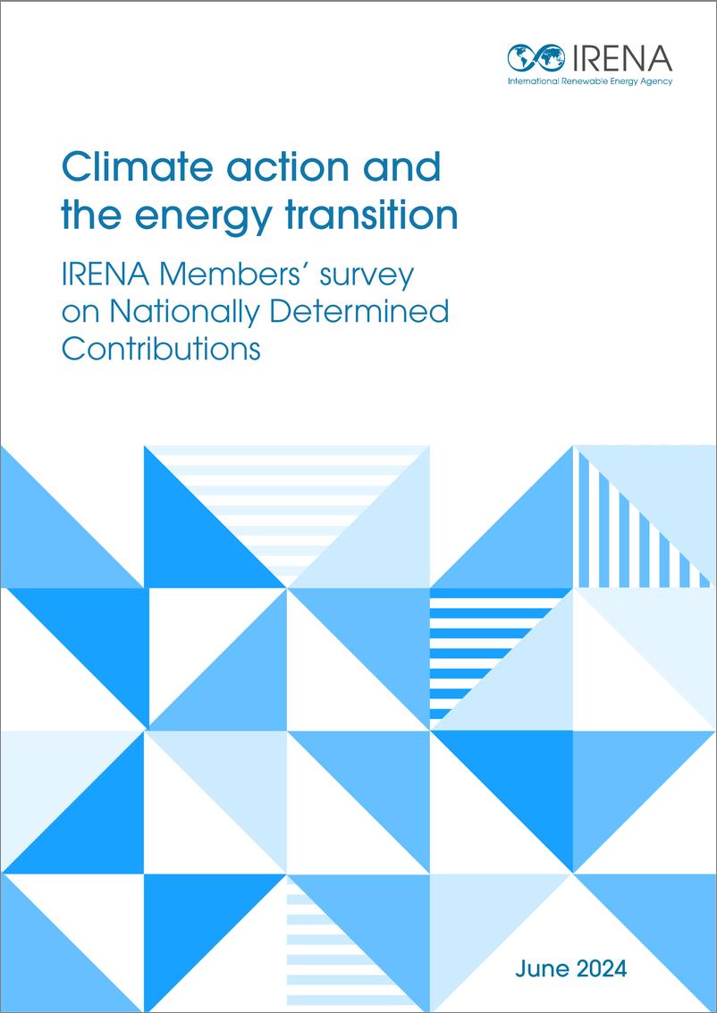 《IRENA-气候行动与能源转型：国际可再生能源机构成员关于国家自主贡献的调查（英）-2024.6-34页》 - 第1页预览图