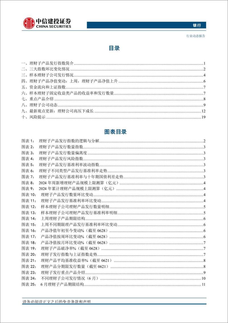 《银行业理财子产品发行指数周报第163期：6月理财子产品总结，理财子高压下成长-240630-中信建投-26页》 - 第3页预览图