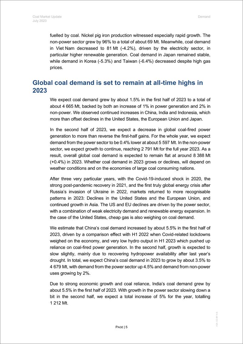 《2023年7月煤炭市场动态报告（英文版）-IEA》 - 第5页预览图