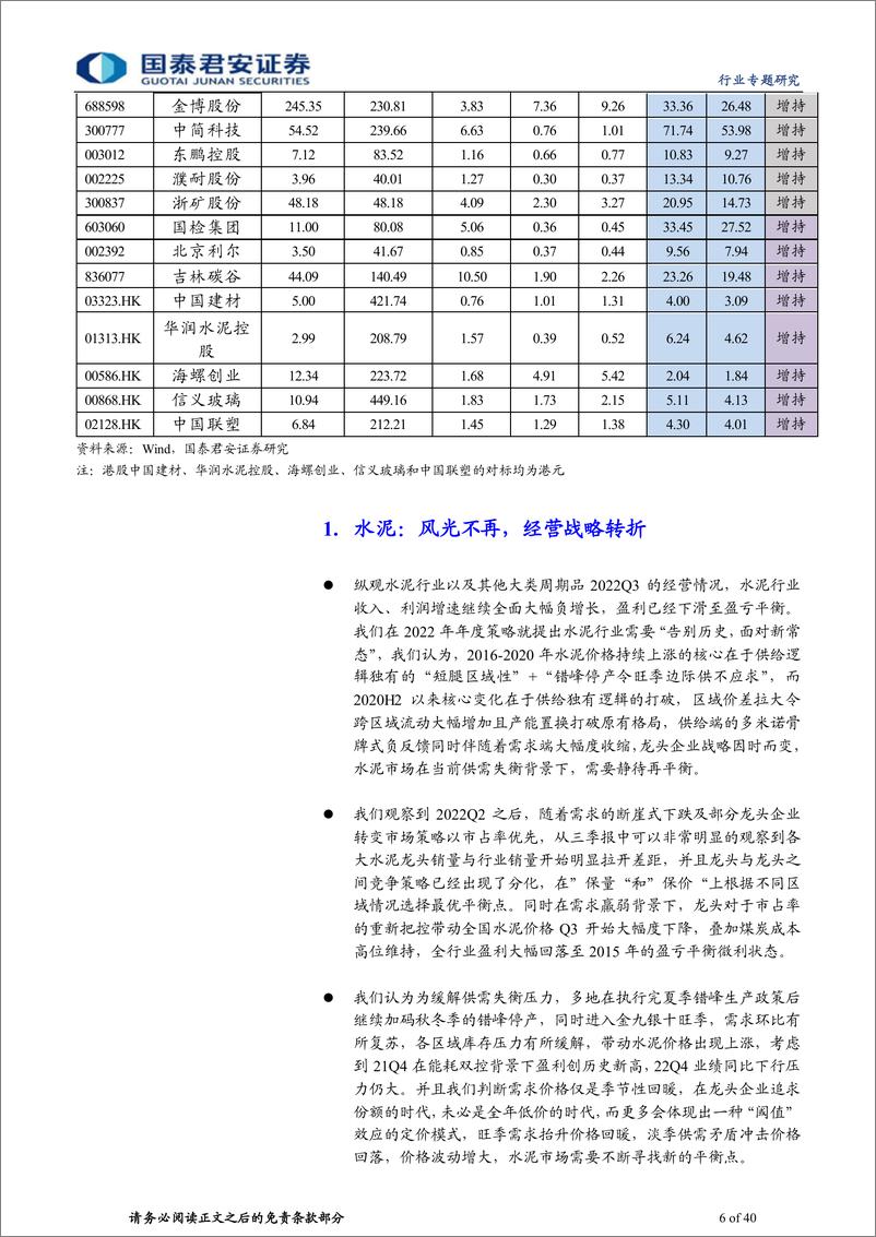 《建材行业AH建材龙头2022年三季报总结：筑底分化，孕育转机-20221103-国泰君安-40页》 - 第7页预览图