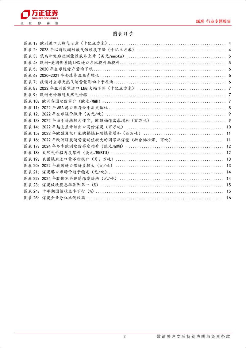 《煤炭行业专题报告：俄乌停止对欧天然气供应，将对煤炭市场带来哪些变化？-250104-方正证券-17页》 - 第3页预览图