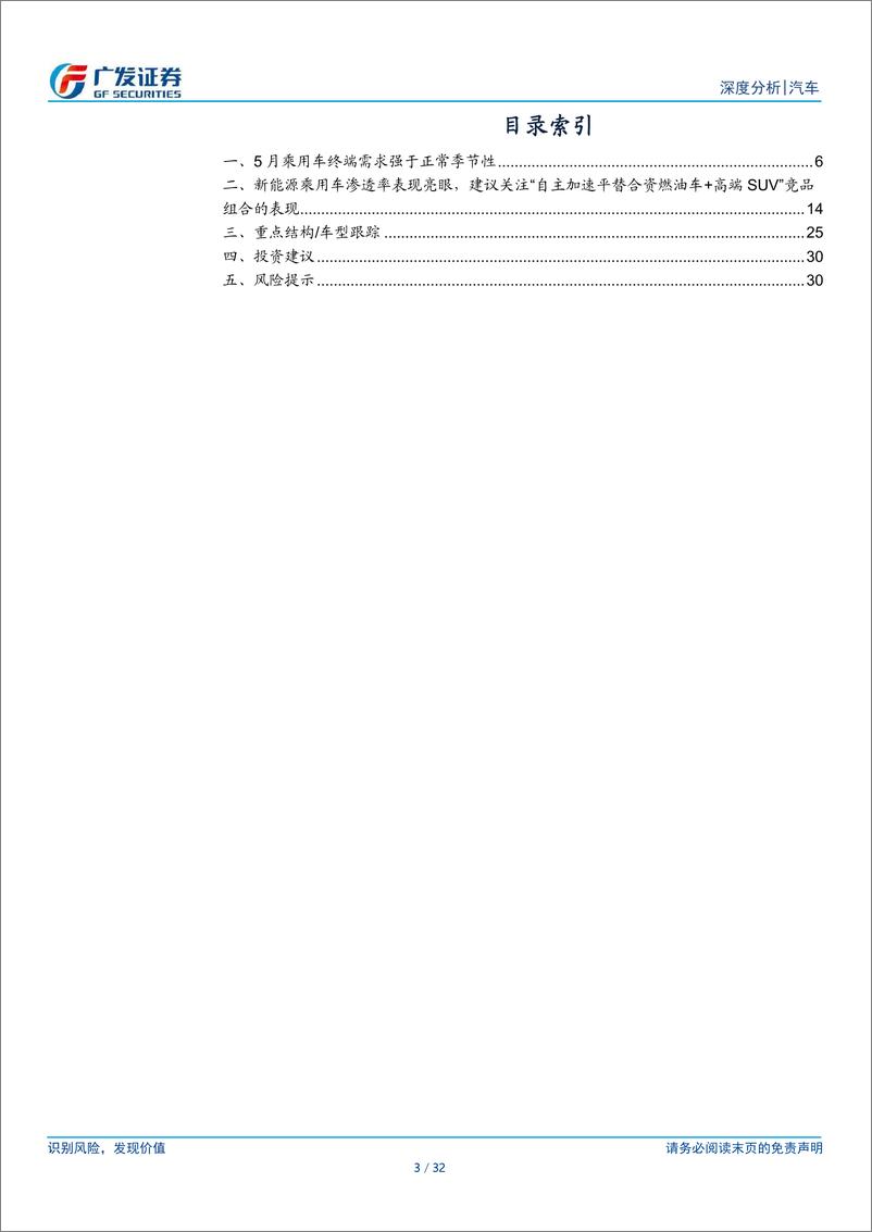 《汽车行业：24年数据点评系列之六，乘用车：5月终端需求表现强于正常季节性-240625-广发证券-32页》 - 第3页预览图