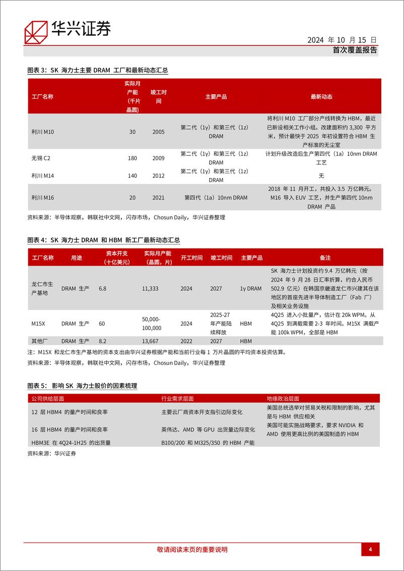 《SK海力士(000660)HBM核心受益标的，工艺和客户优势明显-241015-华兴证券-37页》 - 第4页预览图