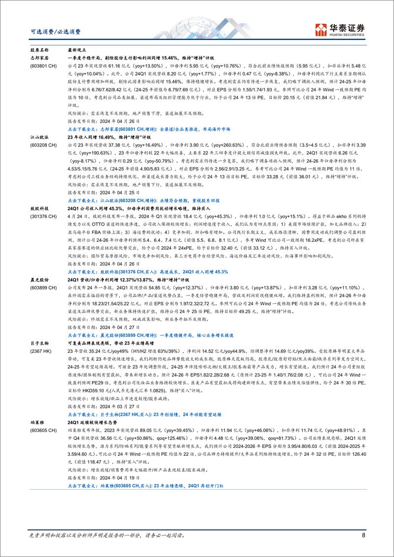 《可选消费／必选消费行业动态点评：4月社零同比2.3%25，消费品表现分化-240519-华泰证券-15页》 - 第8页预览图