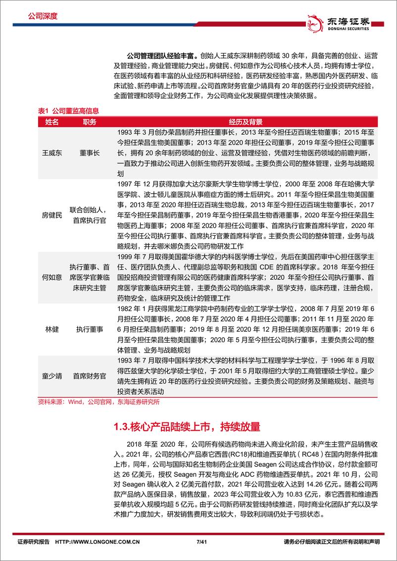 《东海证券-荣昌生物-688331-公司深度报告：核心产品快速放量，新适应症加速推进》 - 第7页预览图