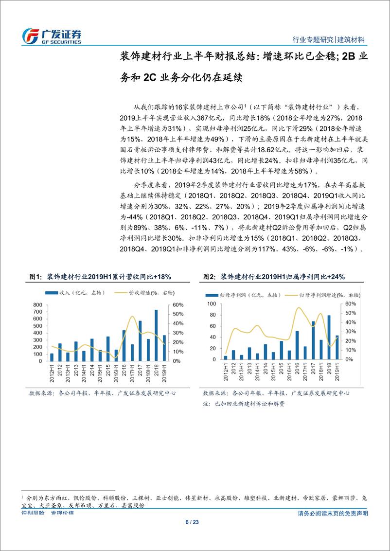 《建筑材料行业2019年中报解读之装饰建材篇：增速环比企稳，2B和2C分化仍在延续-20190908-广发证券-23页》 - 第7页预览图