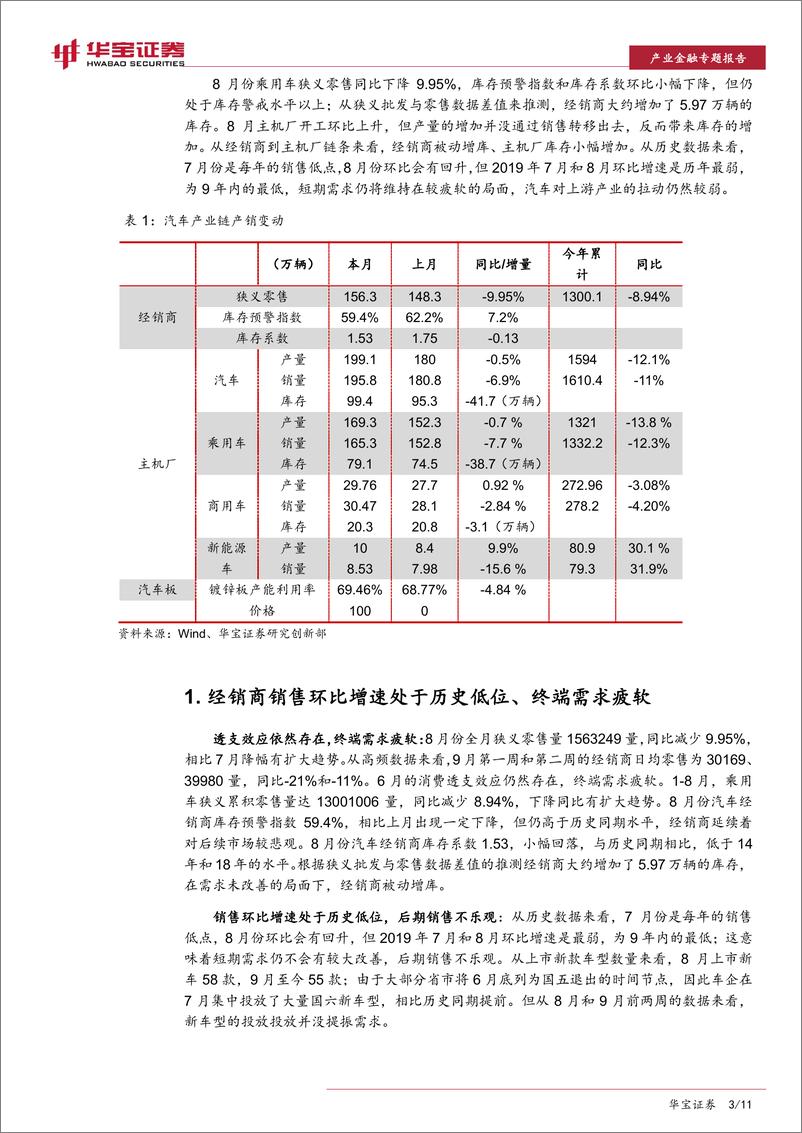 《汽车行业8月份汽车数据点评专题报告：乘用车销售环比增速处于历史低位-20190925-华宝证券-11页》 - 第4页预览图