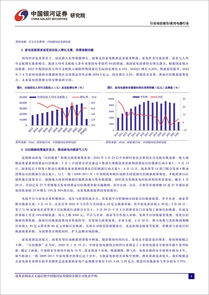 《家电行业5月动态跟踪：以旧换新拉动需求释放，白电景气显著改善-240607-银河证券-18页》 - 第5页预览图