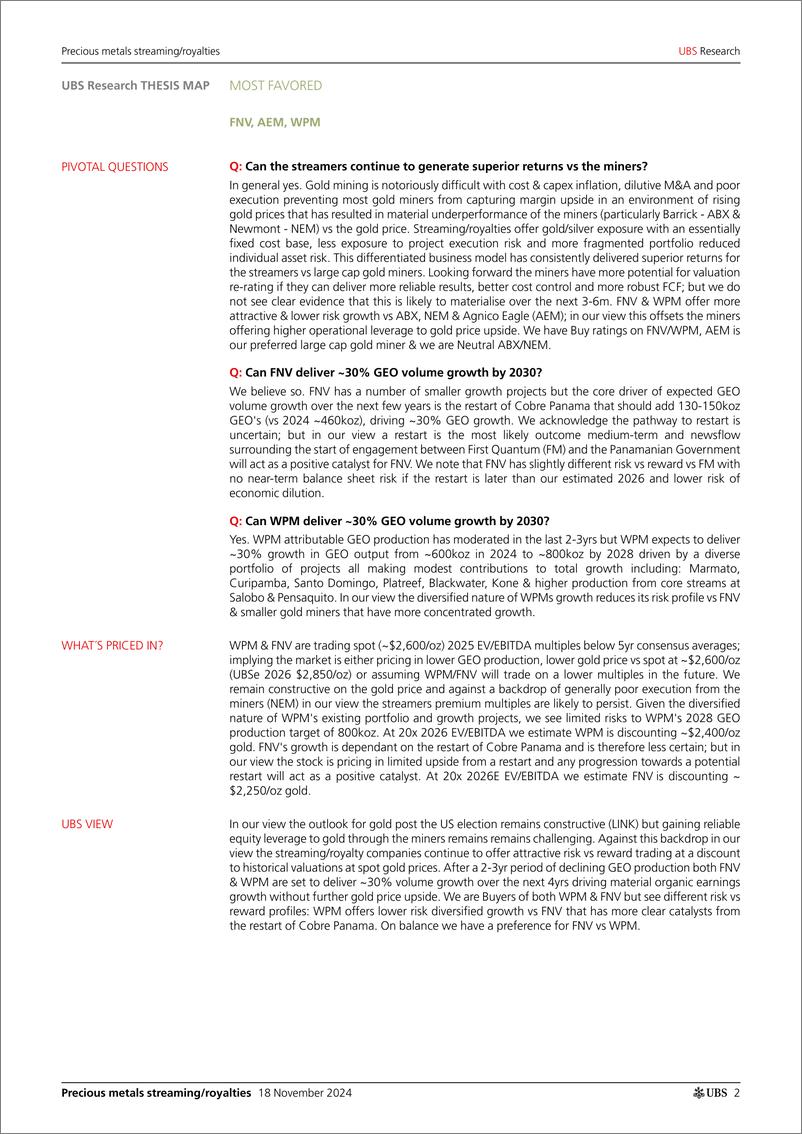 《UBS Equities-Initiation of Coverage Precious metals streamingroyalties....-111642511》 - 第2页预览图