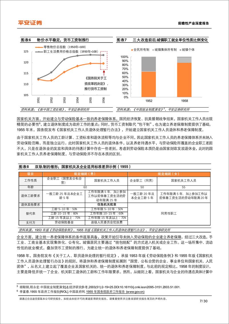 《养老保险行业体系研究(一)-中国基本养老险：改革历程与政策经验-240719-平安证券-30页》 - 第7页预览图