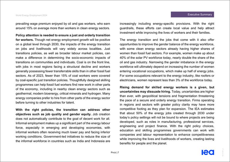 《2024年世界能源产业就业报告（英文版）-IEA国际能源署-129页》 - 第8页预览图