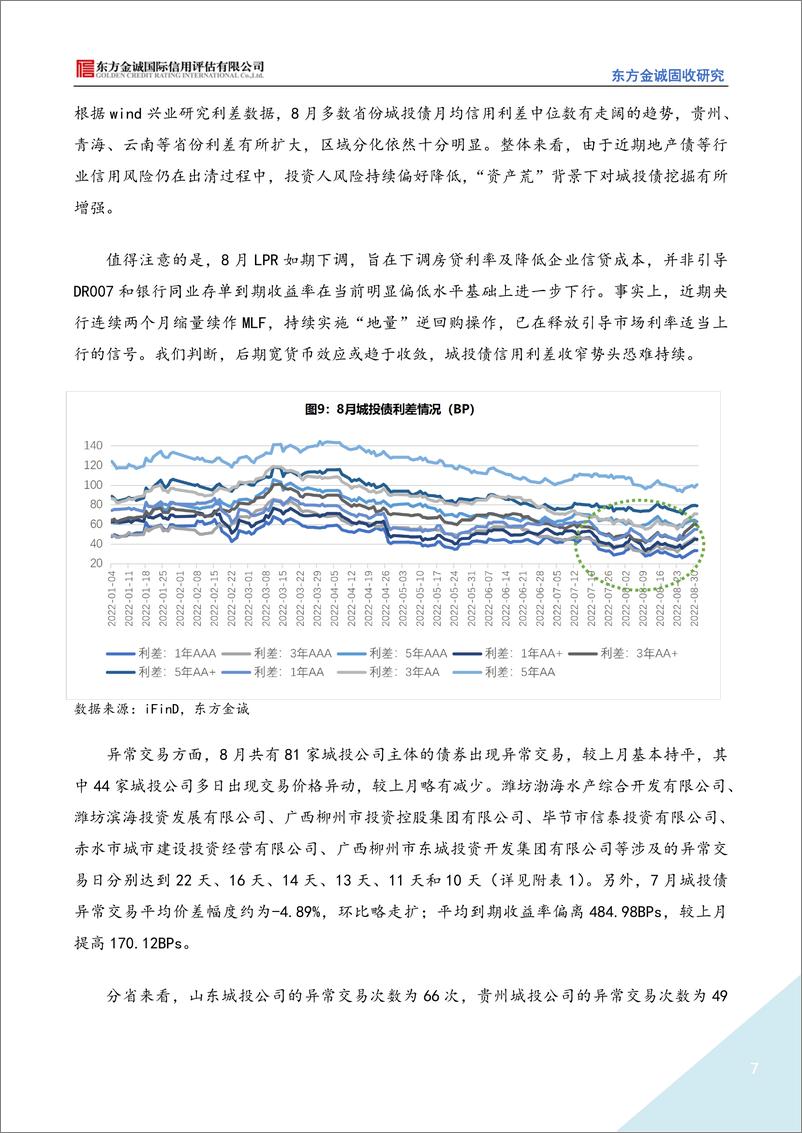 《2022年8月城投债市场运行情况分析：城投债净融资仍处较低水平，近期市场交易情绪稳定-20220920-东方金诚-16页》 - 第8页预览图