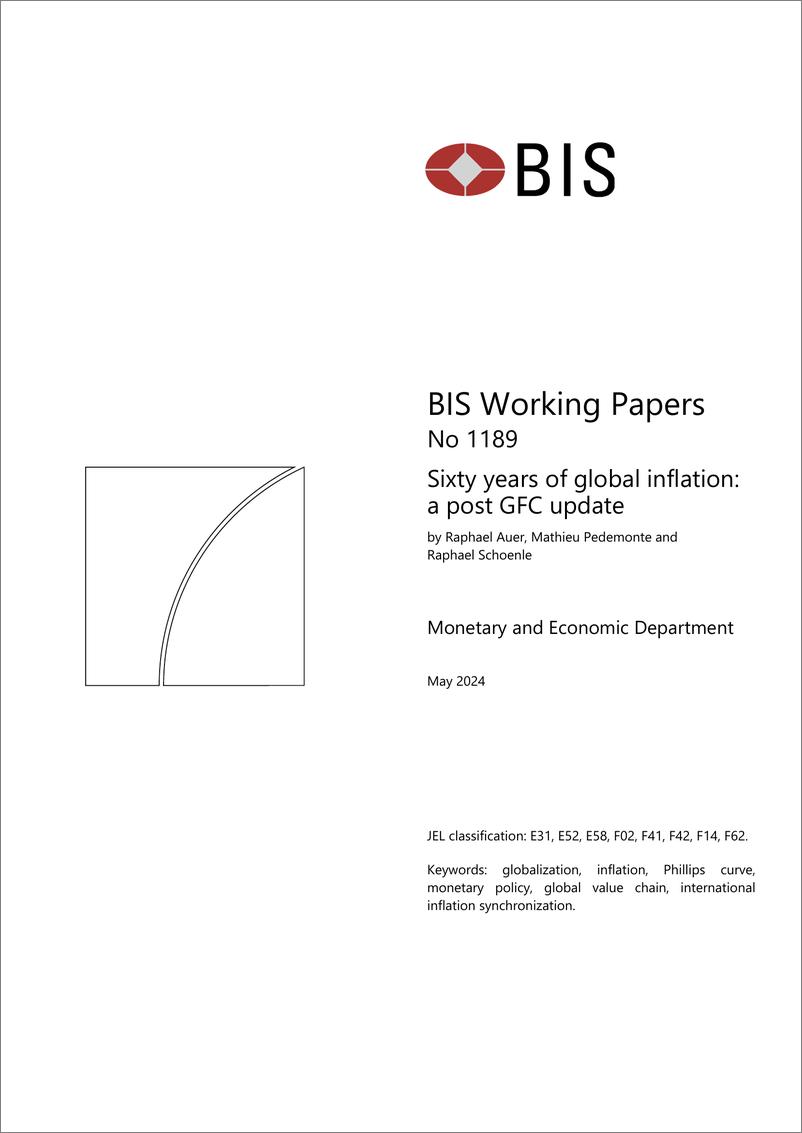 《国际清算银行-全球通货膨胀六十年：全球金融危机后的最新情况（英）-2024.5-35页》 - 第1页预览图