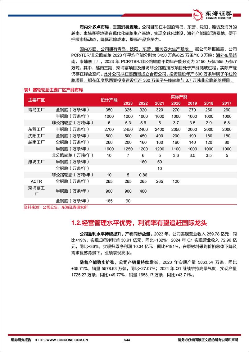 《赛轮轮胎(601058)公司深度报告：重研发深耕耘，全球化广布局-240604-东海证券-44页》 - 第7页预览图