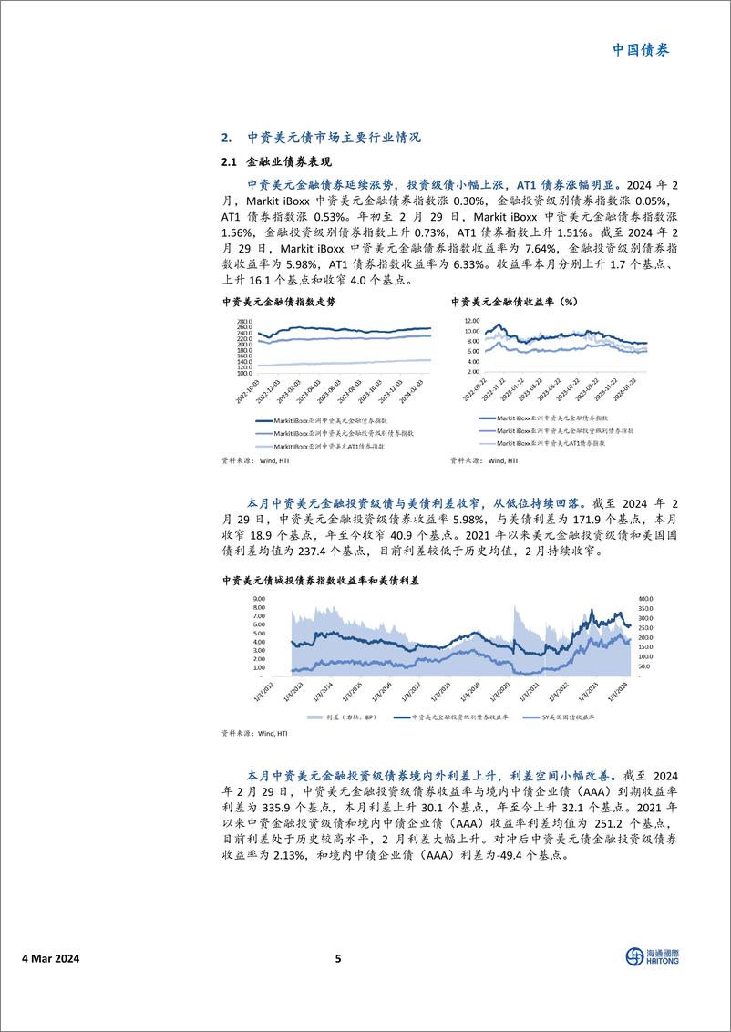 《中资美元债市场2月报：美债收益率升至高位，关注市场调整后机会-20240304-海通国际-21页》 - 第5页预览图