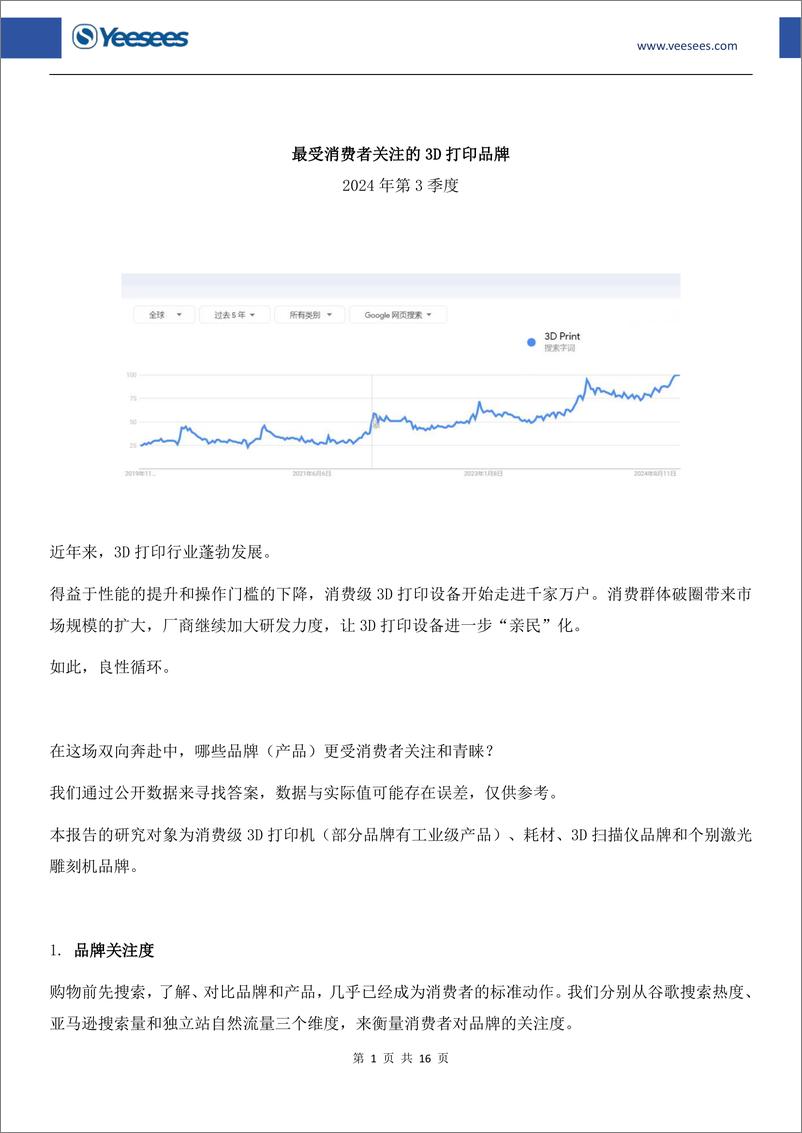 《2024年第3季度最受消费者关注的3D打印品牌报告》 - 第2页预览图