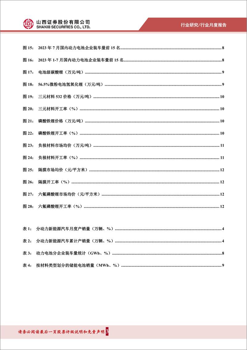 《电气设备行业202308锂电产业链月报：7月新能源汽车市场同比快速增长，碳酸锂价格持续下跌-20230813-山西证券-15页》 - 第4页预览图