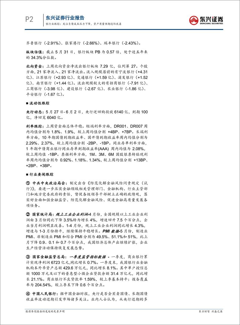 《银行业跟踪：关注负债成本压力下降，资产质量预期边际改善-240604-东兴证券-12页》 - 第2页预览图