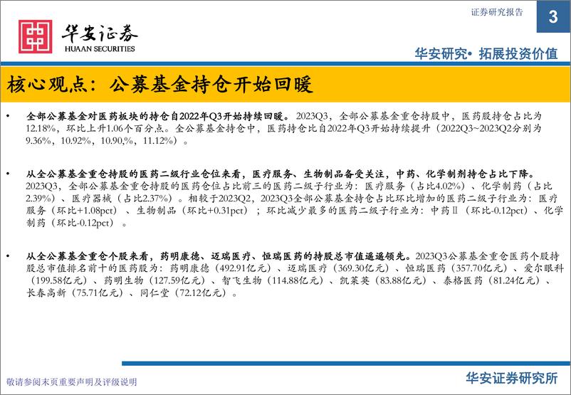 《2023三季度医药行业业绩总结：外部干扰陆续平复，业绩陆续体现公司主业稳健运营-20231106-华安证券-25页》 - 第4页预览图