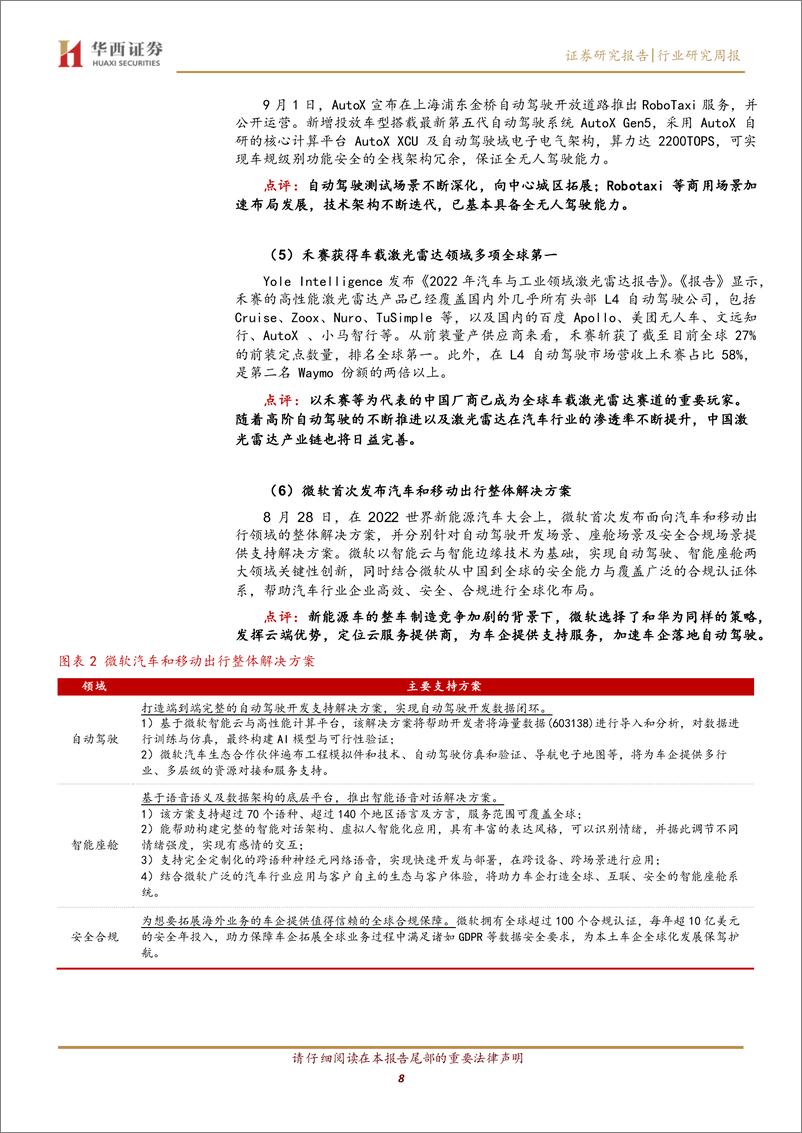 《计算机行业周观点：各地政策频出，智能驾驶产业进入快车道》 - 第8页预览图