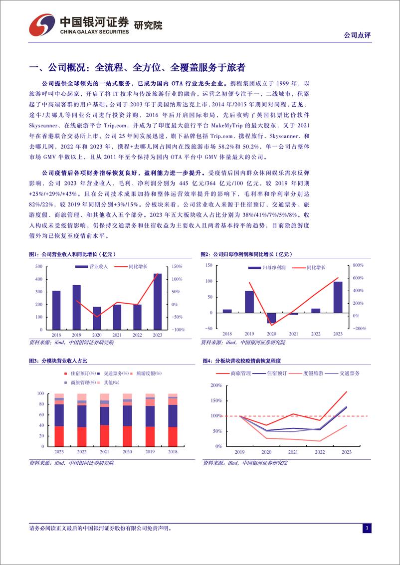 《携程集团-S(9961.HK)营收利润恢复强劲，海外业务延续高增-240523-银河证券-10页》 - 第3页预览图