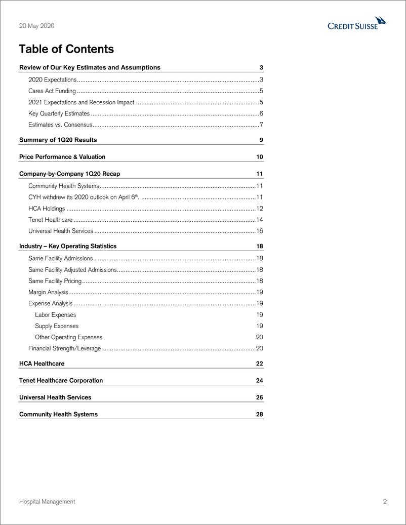 《瑞信-美股-医疗行业-医疗管理：COVID-19袭击Q1，并贯穿4月份-2020.5.20-35页》 - 第3页预览图