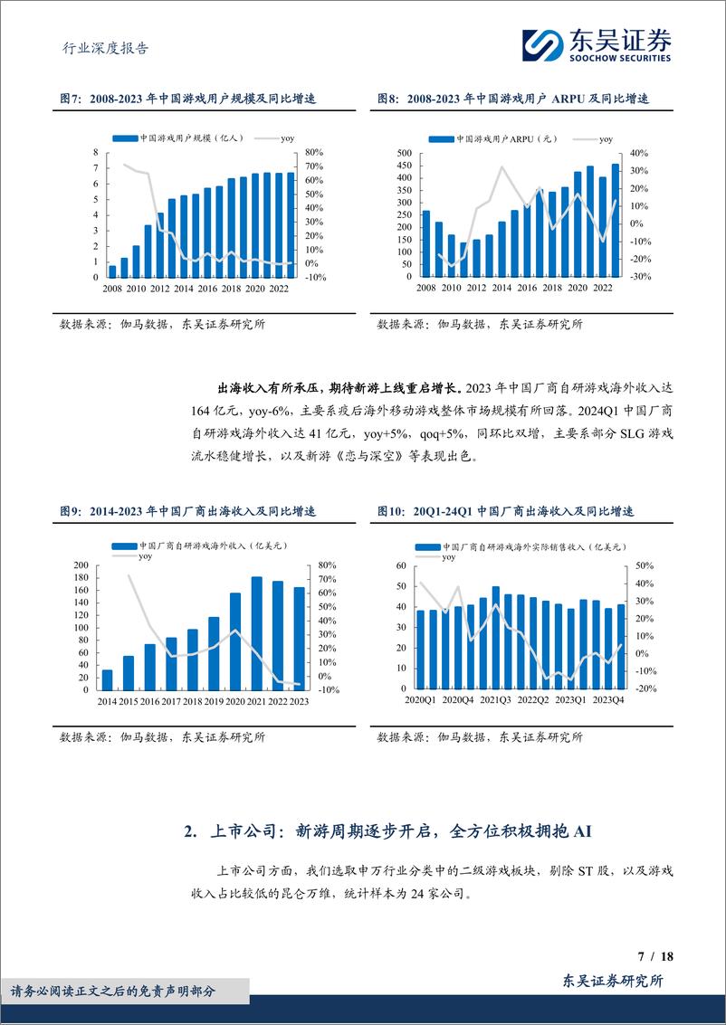 《游戏行业2023年及2024Q1业绩综述：产品周期驱动业绩增长，全方位拥抱AI技术变革-240507-东吴证券-18页》 - 第7页预览图