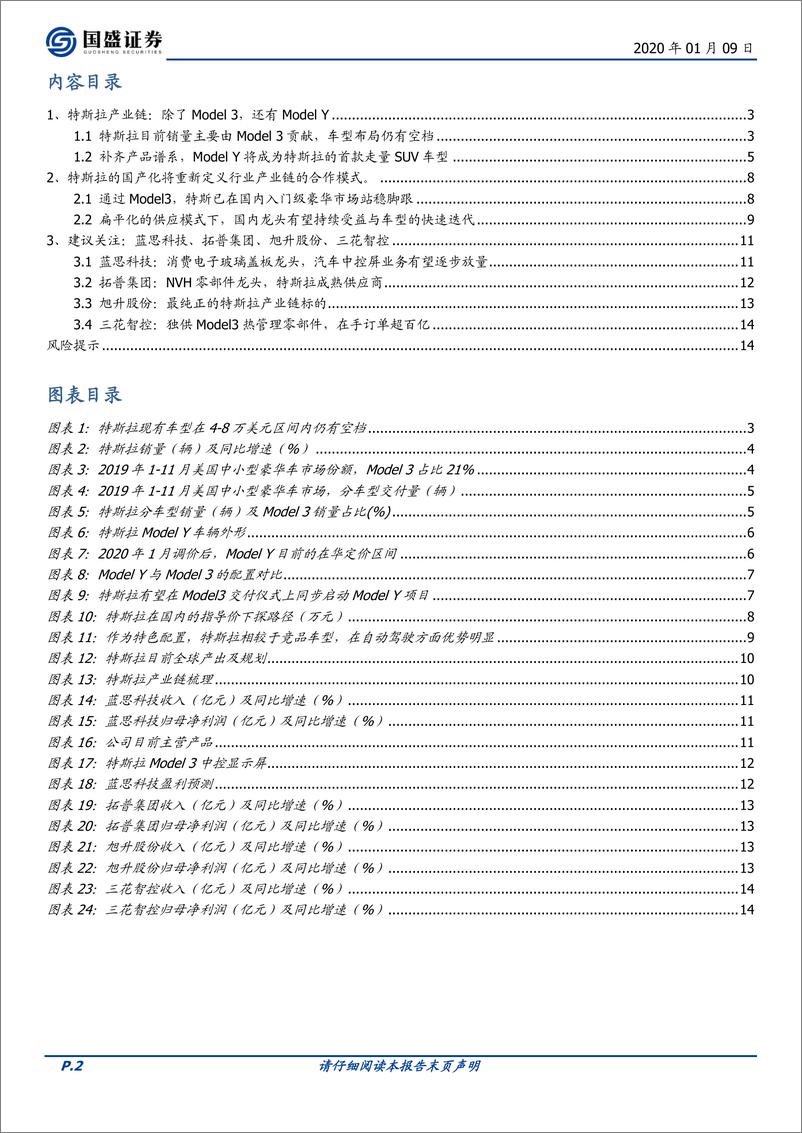 《汽车&电子行业：ModeY国产启动，关注产业链优质龙头-20200109-国盛证券-15页》 - 第3页预览图