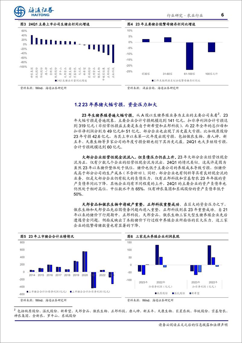 《农林牧渔行业2023年及2024Q1财报综述：困境已过，反转向上-240531-海通证券-18页》 - 第6页预览图