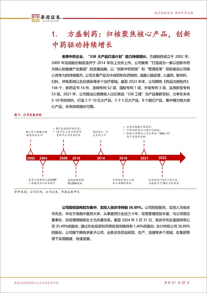 《华源证券-方盛制药-603998-338大产品计划稳步推进，创新中药引领持续增长》 - 第6页预览图