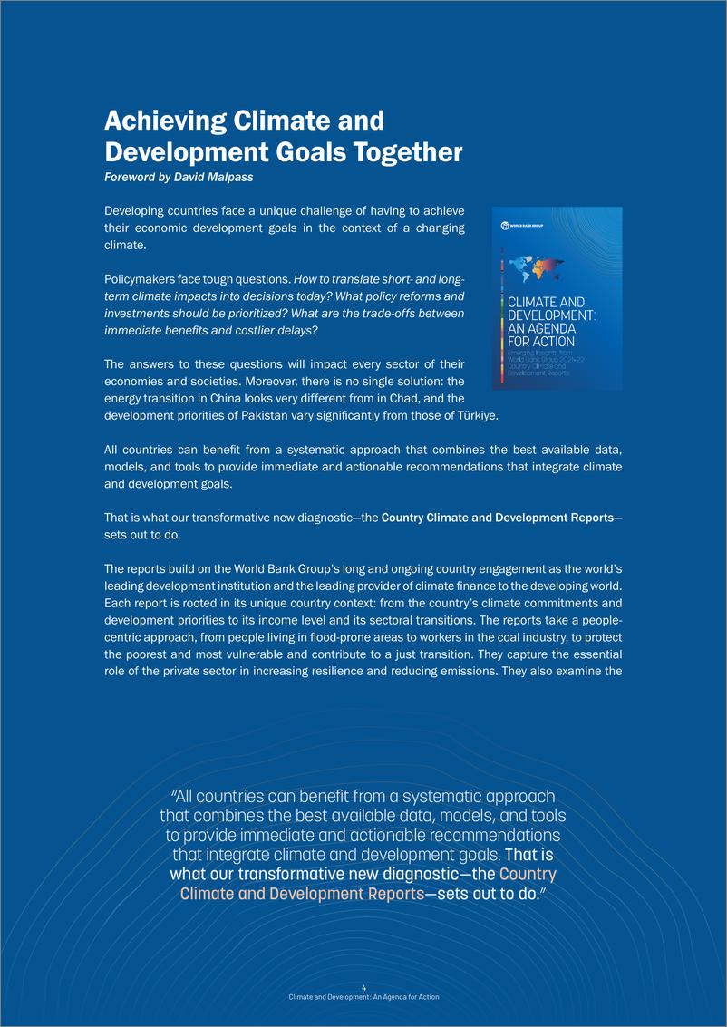 《世界银行-气候与发展：行动议程——世界银行集团2021至2022年国家气候与发展报告的新见解（英）-2022-55页》 - 第5页预览图