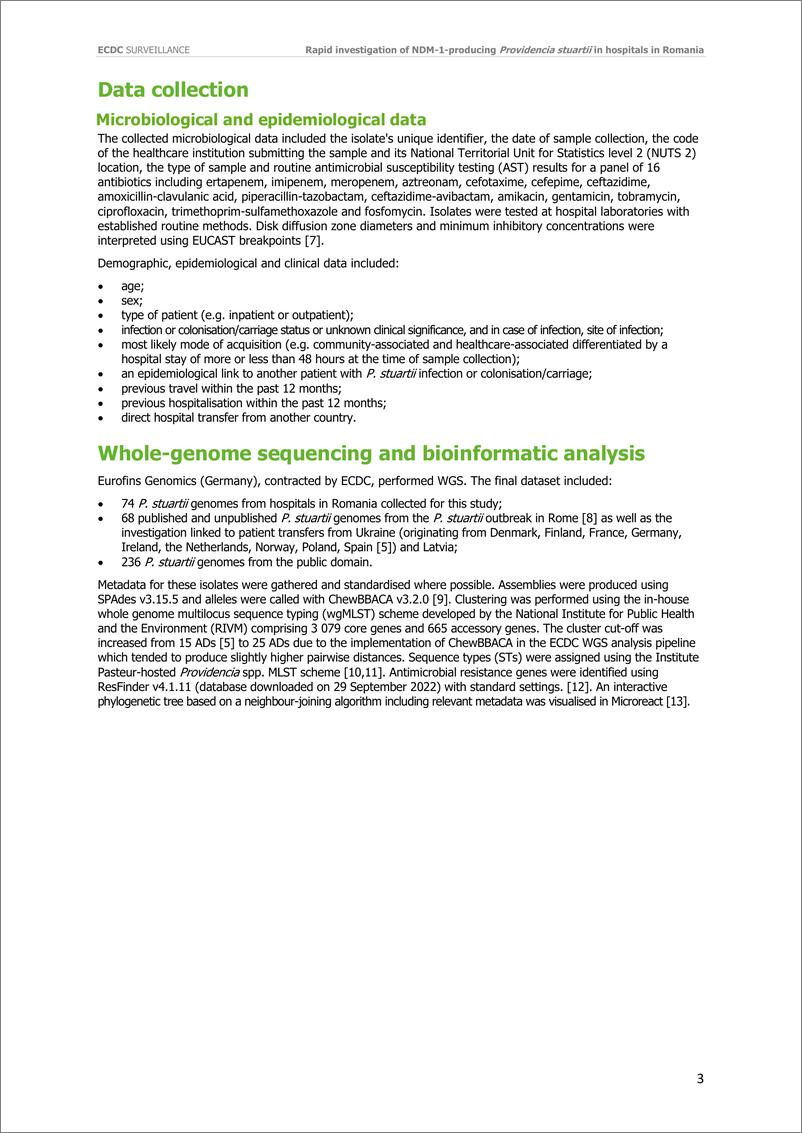 《欧洲疾控中心-罗马尼亚医院对产新德里金属β-内酰胺酶（NDM）-1的Providencia stuartii的快速调查（英）-2024.11-16页》 - 第3页预览图